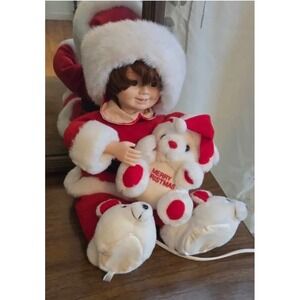 Vintage Telco MOTION-ettes Christmas Animated Boy with Bear Figure‎ w/ Box Santa